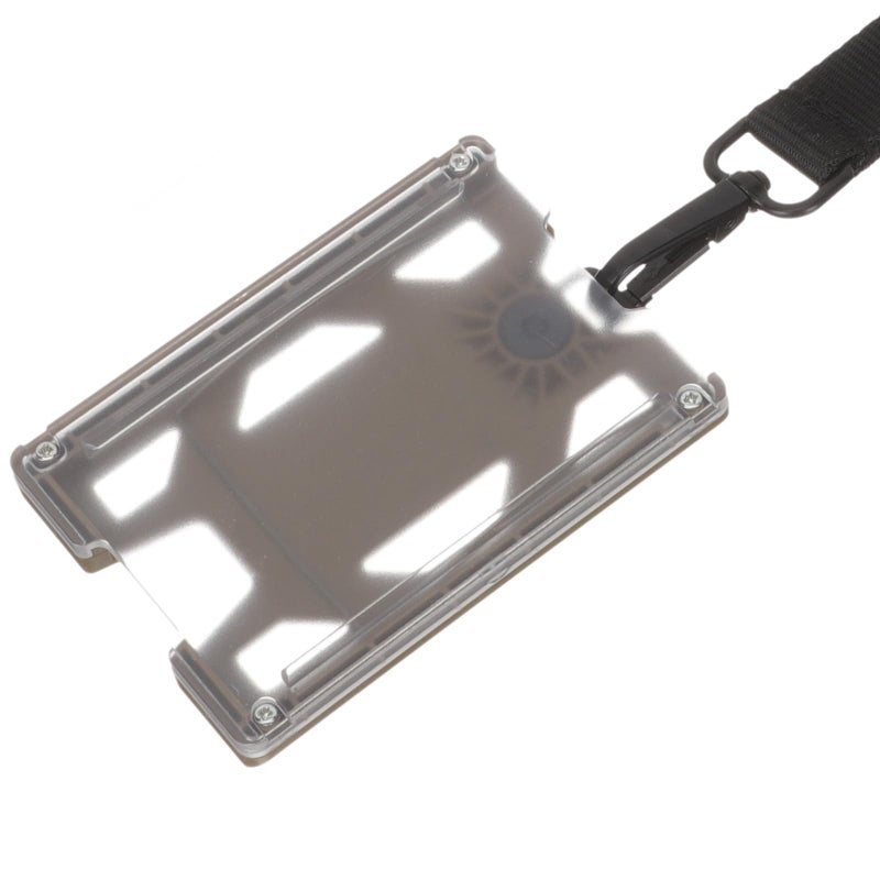 Adjustable Mud Tone Employee Badge Holder with Lanyard Vertical ID Card Sleeve Cover for Office Student Use - Image 2