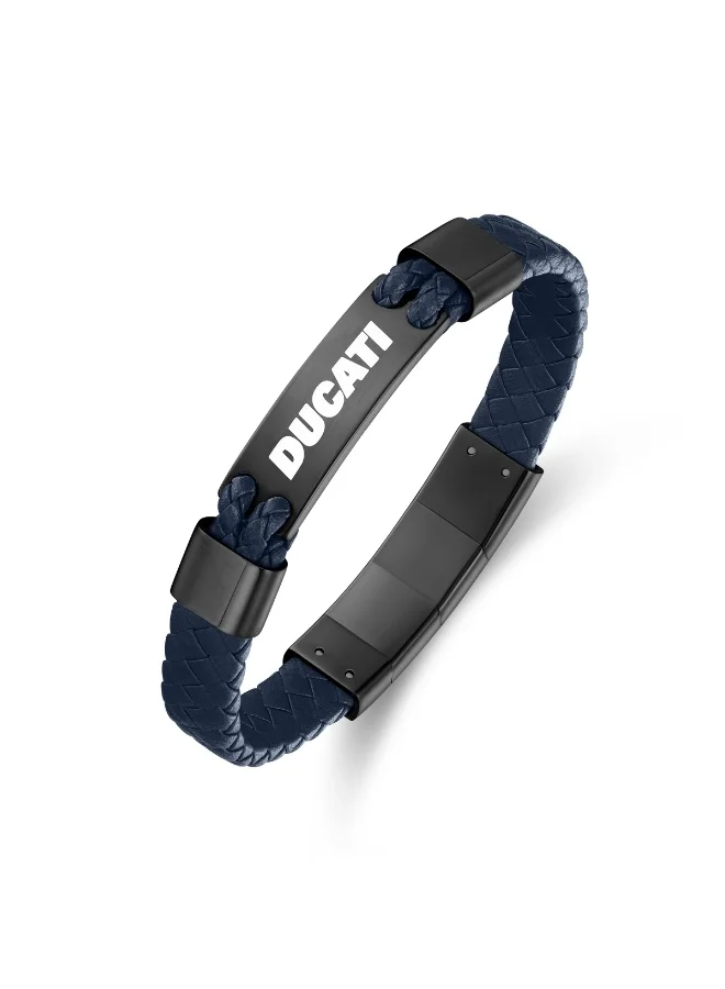 دوكاتي Expedition Navy Blue Leather Braided Bracelet for Men