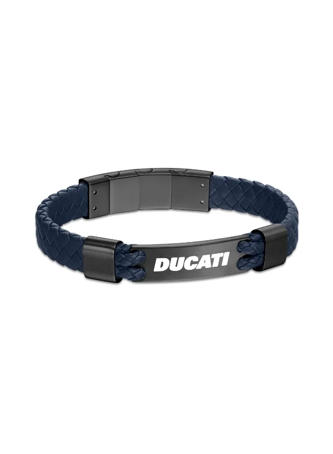 دوكاتي Expedition Navy Blue Leather Braided Bracelet for Men