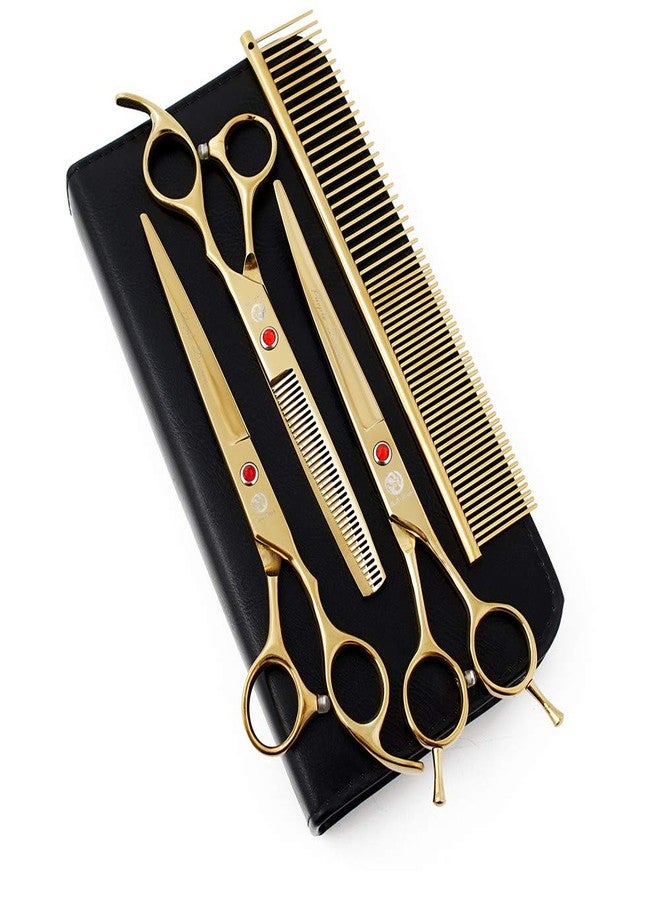 Purple Dragon 7.0 inch Rhinestone Decoration 3PCS Pet Grooming Scissors Dog Hair Cutting & Thinning Shears Set - Image 1