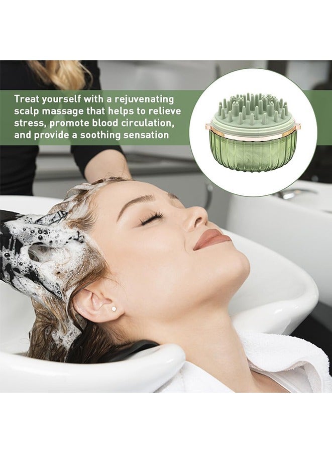 Loquat Hair Shampoo Brush, Manual Scalp Massager for Hair Growth  Dandruff Removal, Waterproof Head Scrubber with Soft Silicone Bristles, Scalp Exfoliator for Hair Care, Green - Image 2