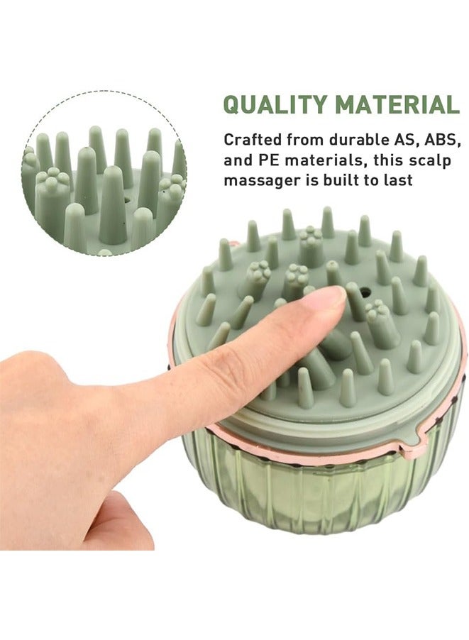 Loquat Hair Shampoo Brush, Manual Scalp Massager for Hair Growth  Dandruff Removal, Waterproof Head Scrubber with Soft Silicone Bristles, Scalp Exfoliator for Hair Care, Green - Image 4