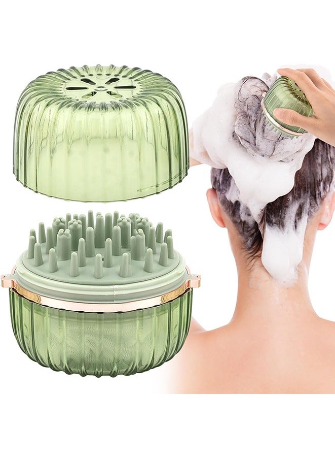 Loquat Hair Shampoo Brush, Manual Scalp Massager for Hair Growth  Dandruff Removal, Waterproof Head Scrubber with Soft Silicone Bristles, Scalp Exfoliator for Hair Care, Green - Image 1