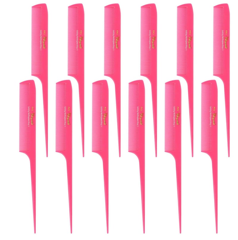 Krest Cleopatra 812 inch Rattail Combs Extra Fine Tooth Rat Tail Comb Model 441 Color Neon Pink 1 Dozen