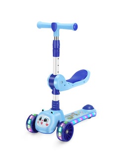 LB 3-in-1 Kids Kick Scooter with LED Lights and Sound – Adjustable Handlebar, Foldable Seat, Light-Up Wheels & Deck  - Image 1