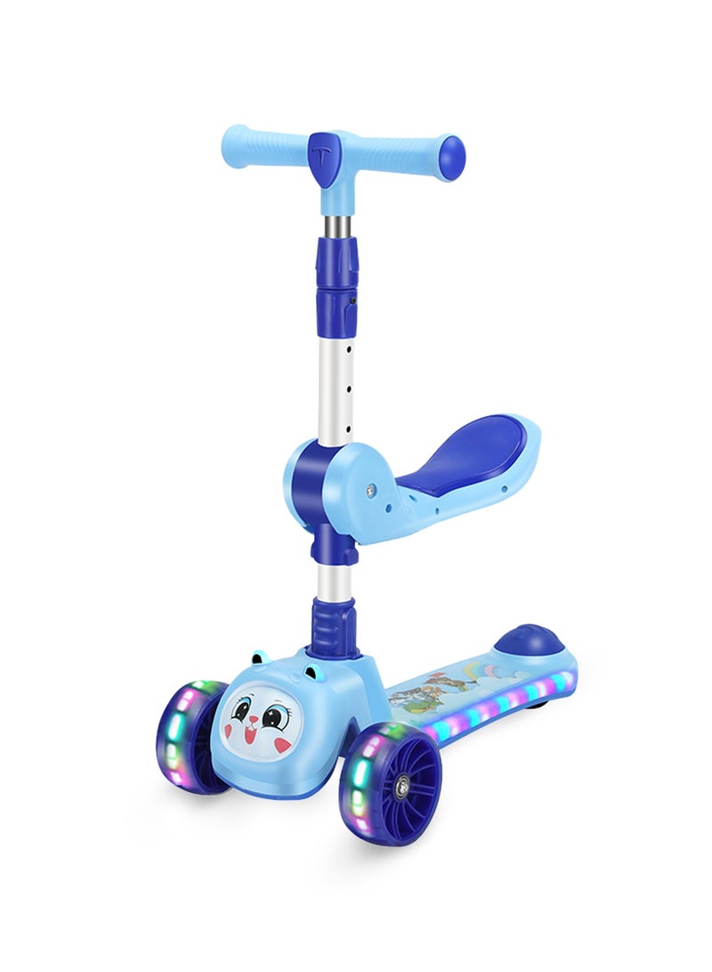 ال بي سكوتر ركل للأطفال 3 في 1 مزود بإضاءة LED وصوت - مقود قابل للتعديل ومقعد قابل للطي وعجلات ومنصة مضيئة - Image 1