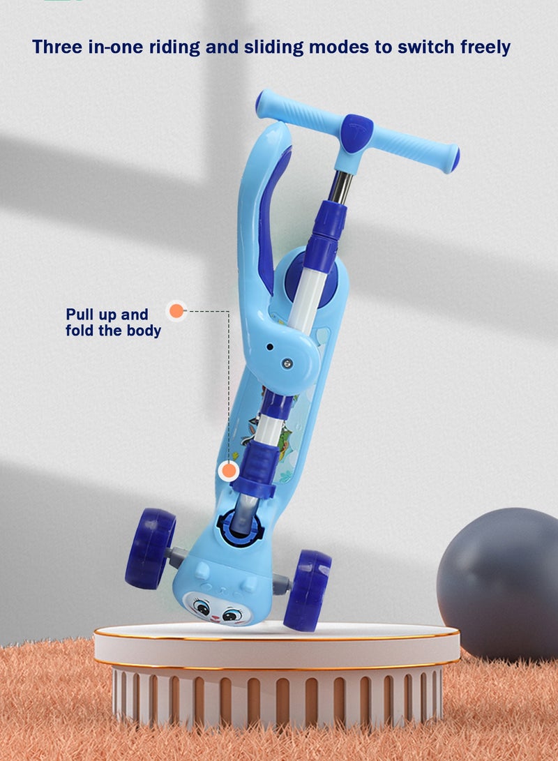 ال بي سكوتر ركل للأطفال 3 في 1 مزود بإضاءة LED وصوت - مقود قابل للتعديل ومقعد قابل للطي وعجلات ومنصة مضيئة - Image 2