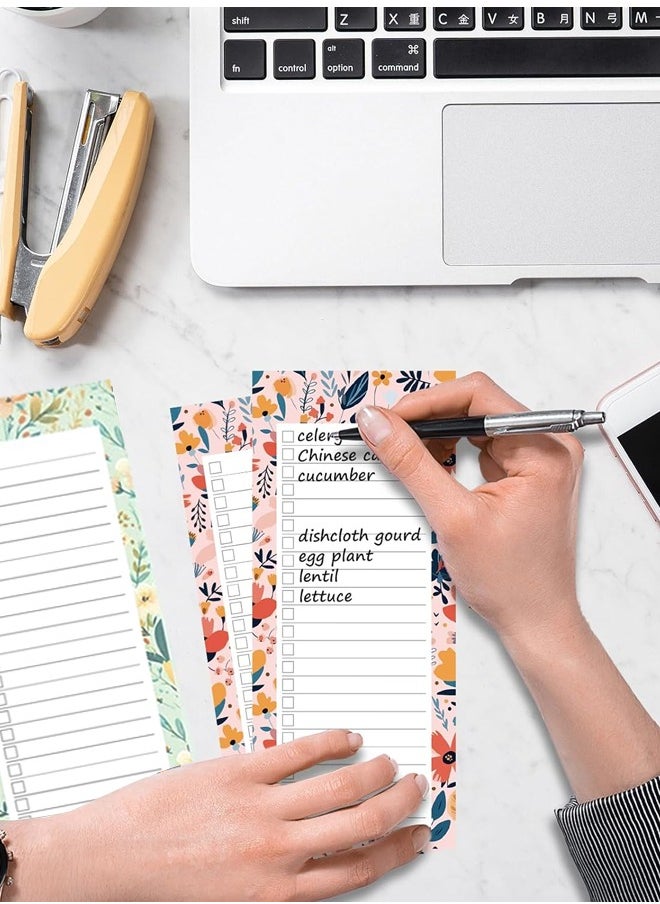 spa luxetique Magnetic Tear-Off Notepad Set with Carrot Pen - 3 Floral Mini Notebooks (Pink, Blue, Green) | Reusable Sticky Back, 50 Pages Each, Easy to Rip & Organize  - Image 2