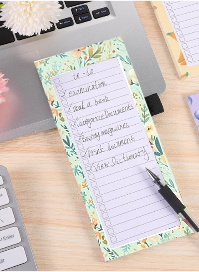 spa luxetique Magnetic Tear-Off Notepad Set with Carrot Pen - 3 Floral Mini Notebooks (Pink, Blue, Green) | Reusable Sticky Back, 50 Pages Each, Easy to Rip & Organize  - Image 4
