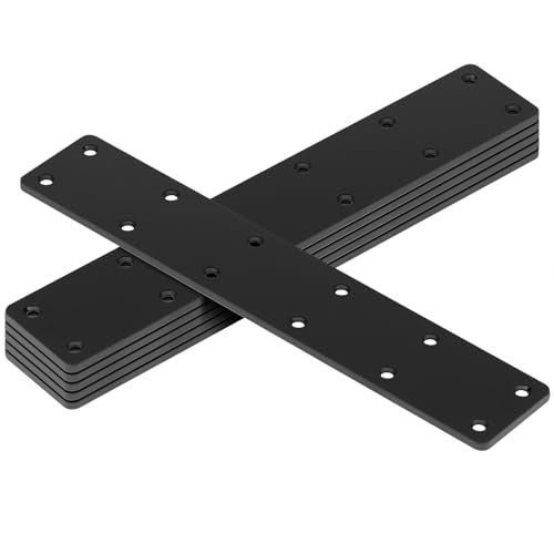 MOUNTAIN_ARK 6 Pack 11" x 2" Black Flat Mending Plate, Metal Steel Straight Joint Repair Fixing Bracket Connector for Wood Furniture , 11 Gauge - Image 1