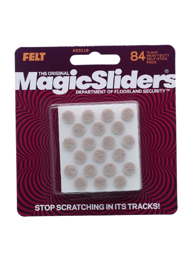 ماجيك سلايدرز 84 قطعة من قواعد اللباد المستديرة ذاتية اللصق شديدة التحمل المصنوعة من الفلت لون بيج مقاس3/4 بوصة 63118 - Image 1