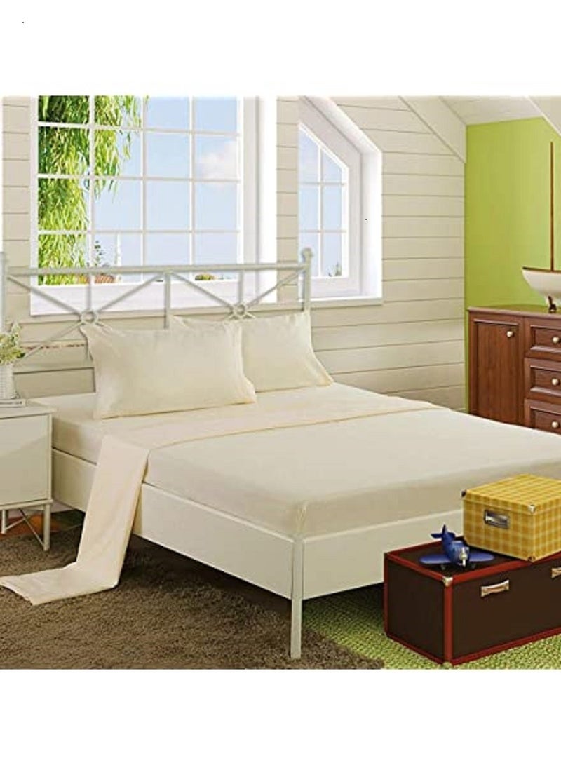 Cotton fitted Bed sheet 160 cm -off white