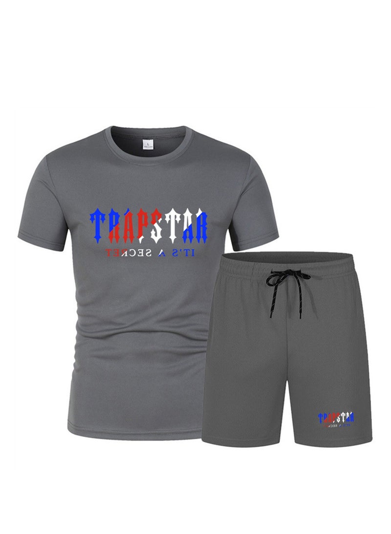 2PCS Summer Men's Short Sleeve T-Shirt Shorts Casual Two-piece Suit T-Shirt - Image 1