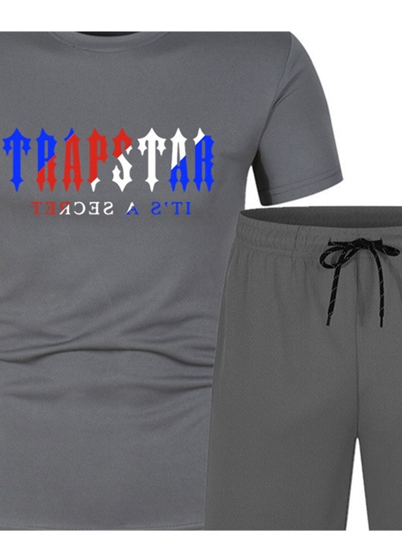 2PCS Summer Men's Short Sleeve T-Shirt Shorts Casual Two-piece Suit T-Shirt - Image 3