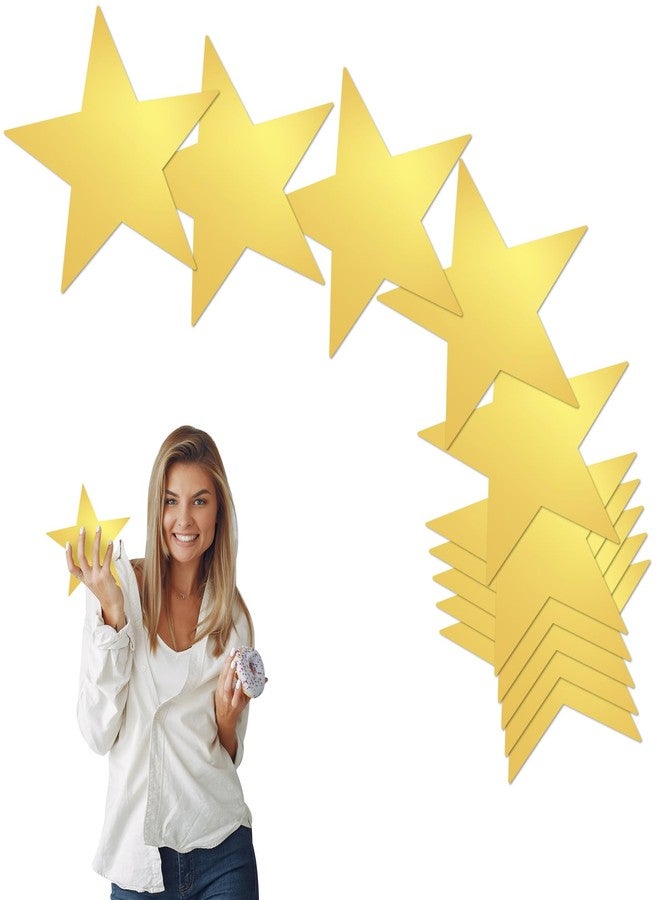 JUNSDUKE 10 Pcs Paper Stars, Gold Star Cutouts, 6 Inch Double Printed Foil Star Confetti for Wedding, Party Decorations (Gold, 10) - Image 1