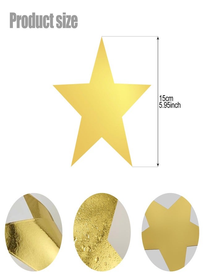 JUNSDUKE 10 Pcs Paper Stars, Gold Star Cutouts, 6 Inch Double Printed Foil Star Confetti for Wedding, Party Decorations (Gold, 10) - Image 2