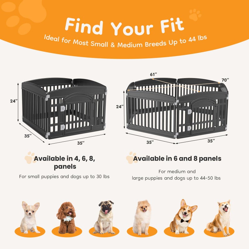 NEWBULIG Dog Playpen 4-Panel, 24IN Puppy Playpen, Stable Dog Play Pen Indoors/Outdoor with Secure Locking Door, Plastic Pet Fence for Small & Medium Dogs - Image 4