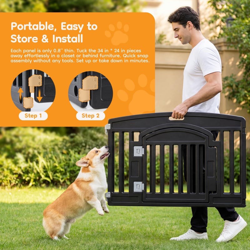 NEWBULIG Dog Playpen 4-Panel, 24IN Puppy Playpen, Stable Dog Play Pen Indoors/Outdoor with Secure Locking Door, Plastic Pet Fence for Small & Medium Dogs - Image 5