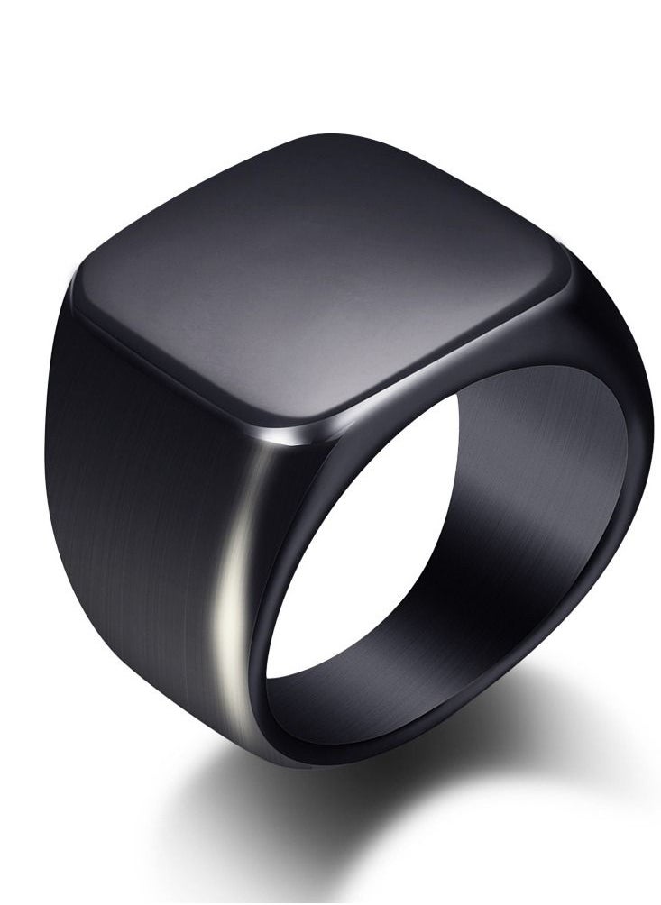 Loquat - Stainless Steel Solid Polished Signet Ring - Image 1