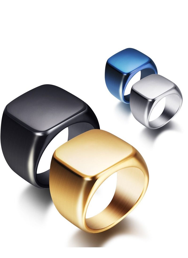 Loquat - Stainless Steel Solid Polished Signet Ring - Image 1