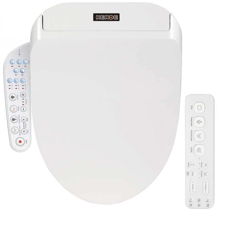 KERDE P30B Bidet Toilet Seat - Dual Control (Side Panel & Remote), Warm Water Wash, Heated Seat, Warm Air Dryer, LED Night Light,Existing Toilets Electric Bidet Elongated Electronic Heated Smart - Image 1