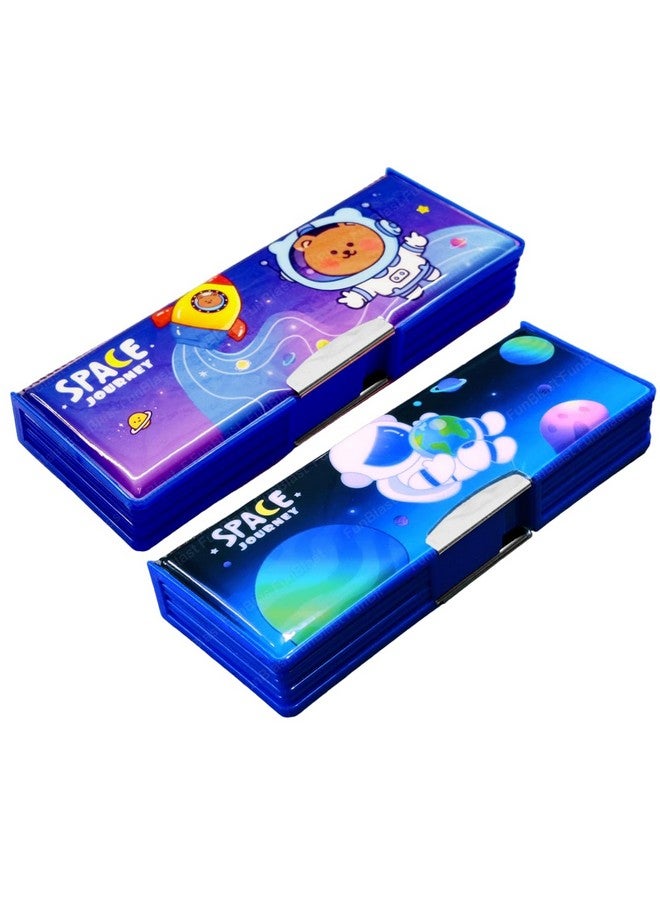 فنبلاست صندوق أقلام رصاص مغناطيسي بلاستيكي من فن بلاست، مزود بحجرة مزدوجة الجوانب للأطفال، حامل، منظم أدوات مكتبية، صندوق أقلام رصاص للأطفال، هدية عيد ميلاد للأطفال (قطعة واحدة؛ طباعة عشوائية)، متعدد الألوان - Image 1