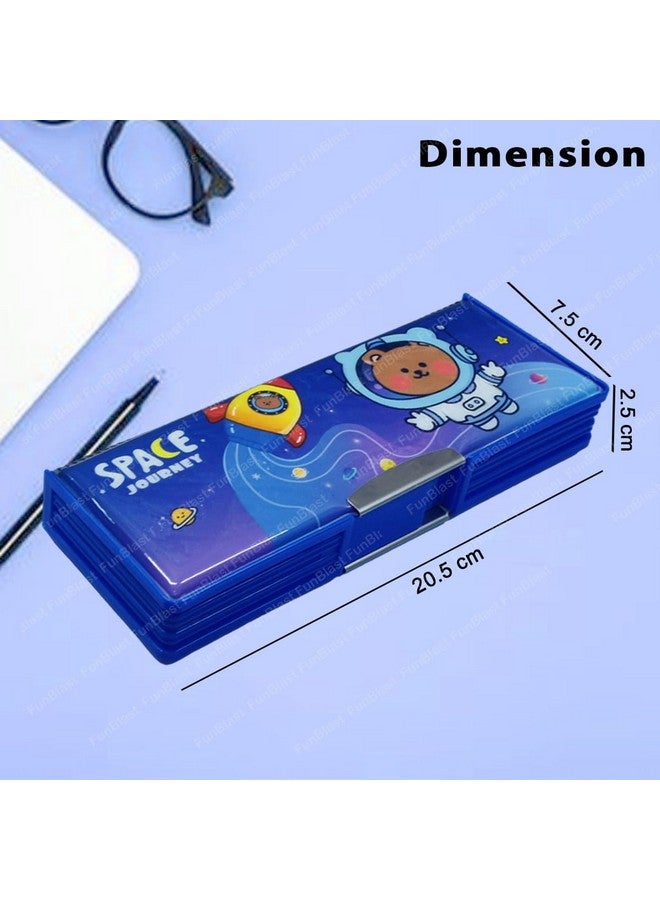 فنبلاست صندوق أقلام رصاص مغناطيسي بلاستيكي من فن بلاست، مزود بحجرة مزدوجة الجوانب للأطفال، حامل، منظم أدوات مكتبية، صندوق أقلام رصاص للأطفال، هدية عيد ميلاد للأطفال (قطعة واحدة؛ طباعة عشوائية)، متعدد الألوان - Image 2