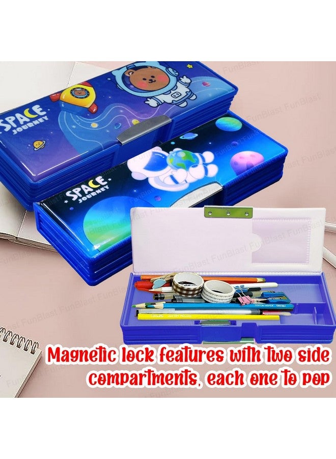 فنبلاست صندوق أقلام رصاص مغناطيسي بلاستيكي من فن بلاست، مزود بحجرة مزدوجة الجوانب للأطفال، حامل، منظم أدوات مكتبية، صندوق أقلام رصاص للأطفال، هدية عيد ميلاد للأطفال (قطعة واحدة؛ طباعة عشوائية)، متعدد الألوان - Image 4