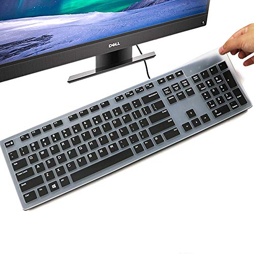 imComor Keyboard Cover for Dell KM636 Wireless Keyboard & Dell KB216 Wired Keyboard/Dell Optiplex 5250 3050 3240 5460 7450 7050/Dell Inspiron AIO 3475/3670/3477 All-in one Desktop Keyboard Cover, Black - Image 1