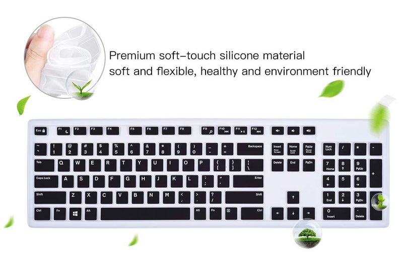 imComor Keyboard Cover for Dell KM636 Wireless Keyboard & Dell KB216 Wired Keyboard/Dell Optiplex 5250 3050 3240 5460 7450 7050/Dell Inspiron AIO 3475/3670/3477 All-in one Desktop Keyboard Cover, Black - Image 5