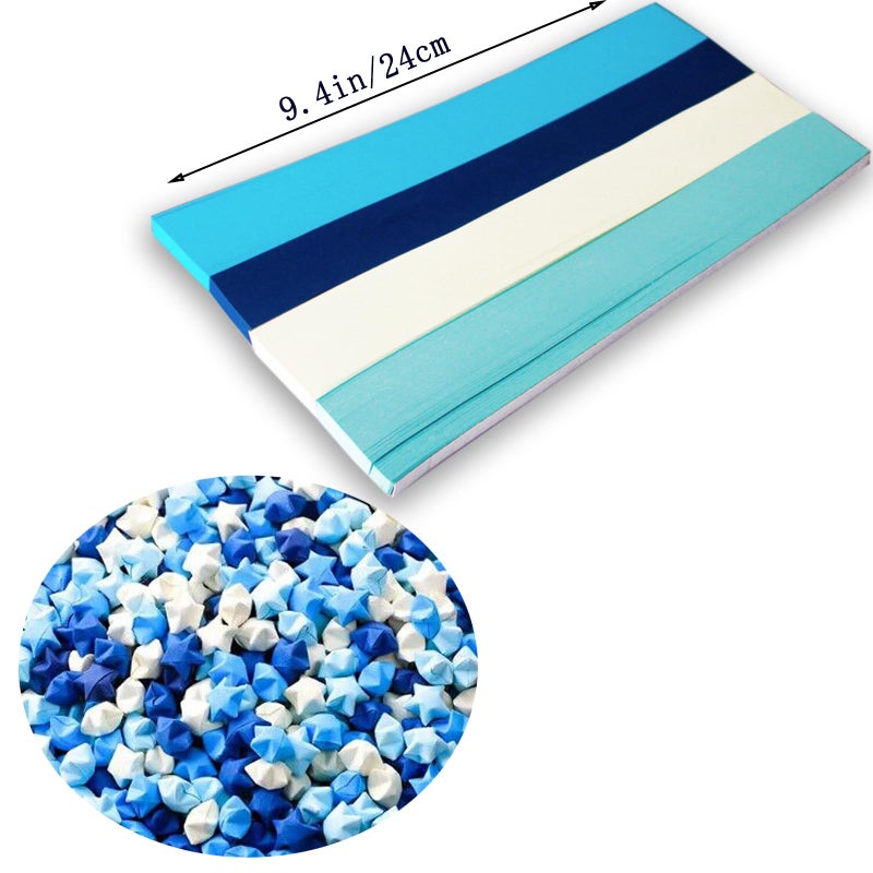 Hvogvok Origami Paper Stars, Colorful Handcraft Origami Lucky Star Paper DIY Paper Arts Creativity Hand Art Crafts (Blue gradient (1350) sheets) - Image 2