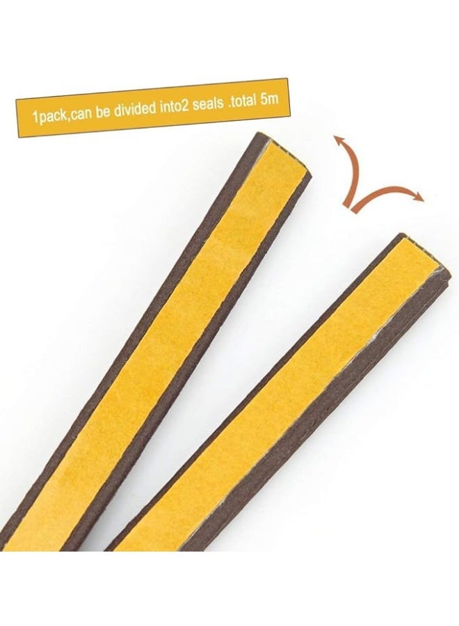 Foam Weather Seal Strip for Sliding Windows, Doors Frame Side, Pile Self Adhesive Window Seal Tape for Door Draft Stopper, SoundProof Winter Insulation, 10M, Coffee - Image 4