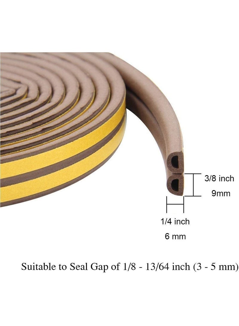 Foam Weather Seal Strip for Sliding Windows, Doors Frame Side, Pile Self Adhesive Window Seal Tape for Door Draft Stopper, SoundProof Winter Insulation, 10M, Coffee - Image 2