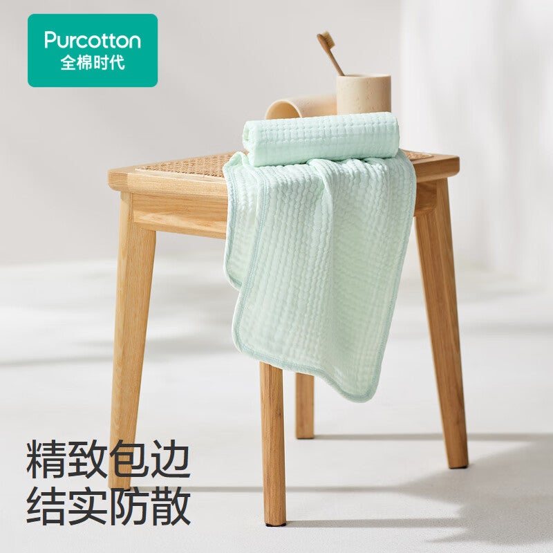 JD Jing Zao PurCotton Towel, Four-Layer Pleated Gauze Towel, Household Pure Cotton, Absorbent, Soft, Quick-Drying - Cotton Velvet Green, 34×76cm - Image 2