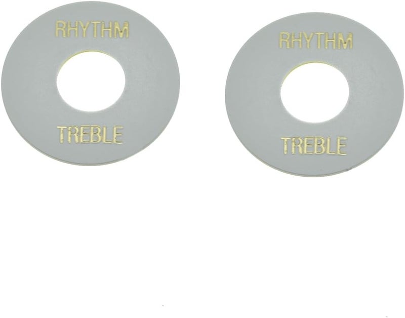 KAISH 2pcs White with Gold Letters LP Guitar Toggle Switch Washer Plate Rhythm Treble Ring for Les Paul - Image 1