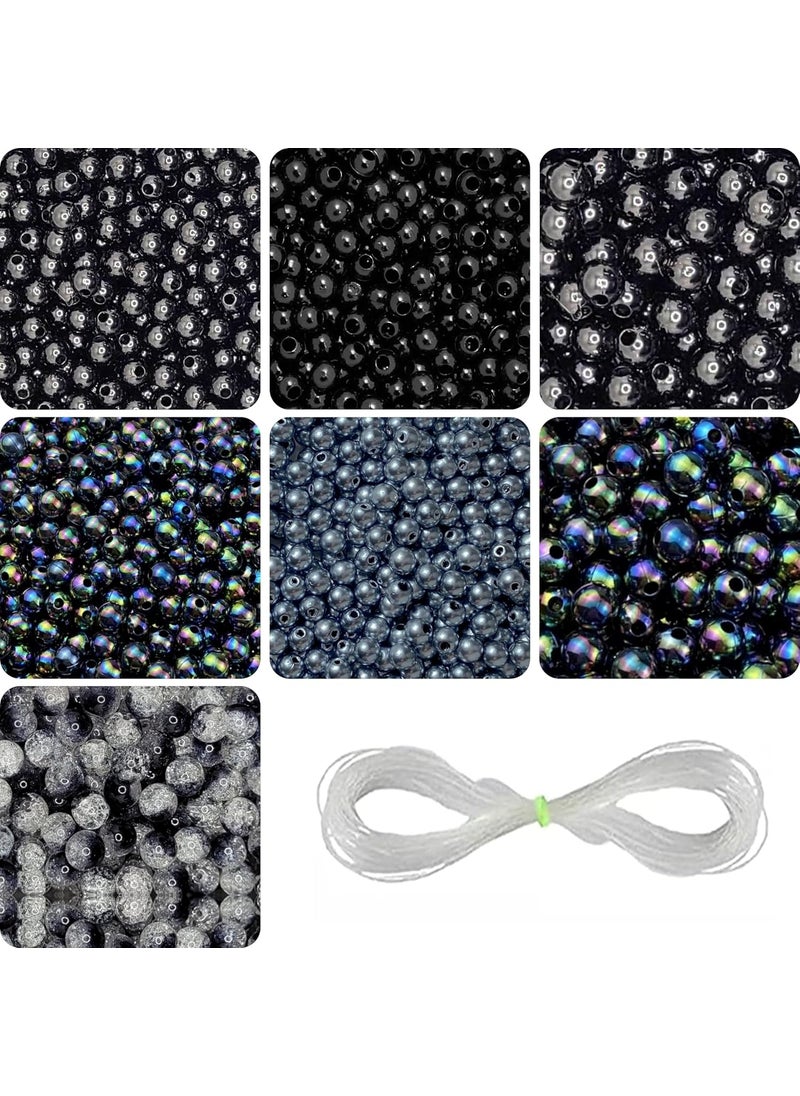 INDIKONB - INDIKONB Black Glass Pearl Moti Beads - 6mm and 8mm Sizes - Total 275 Beads - Image 1