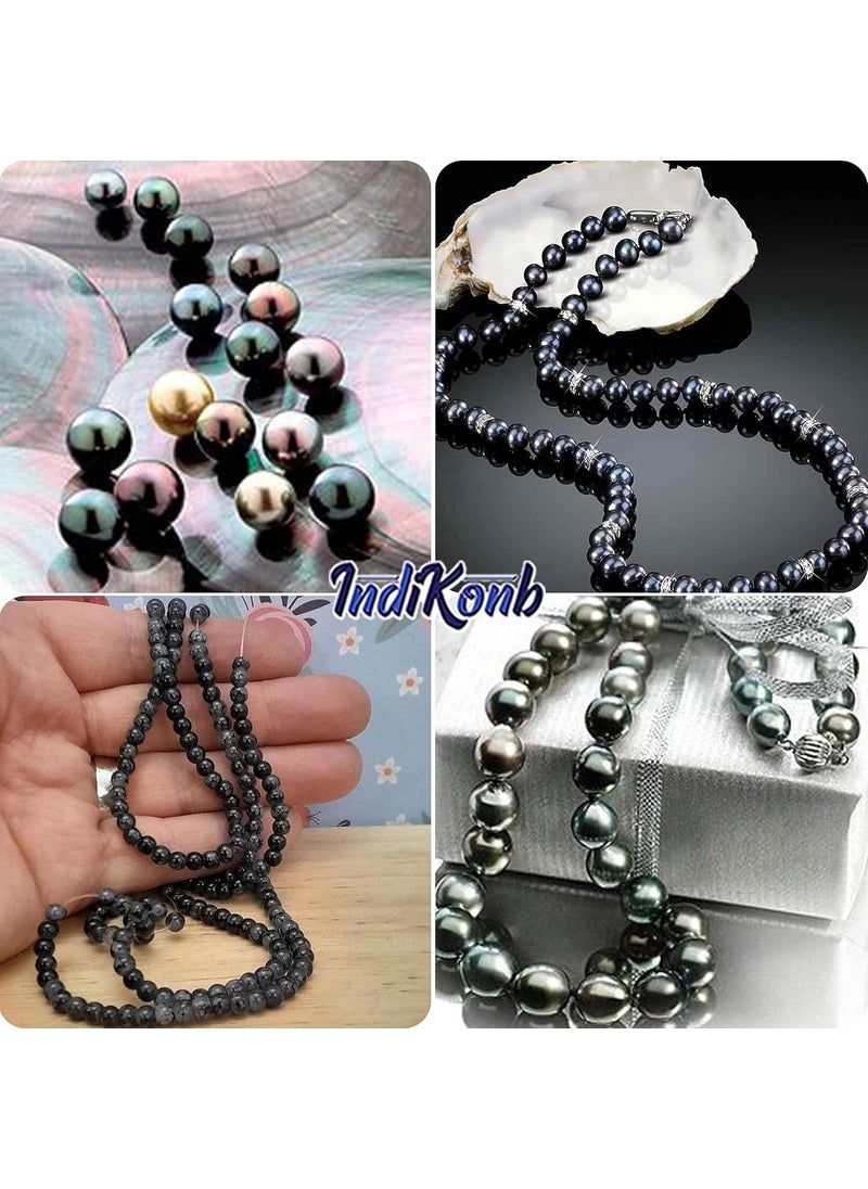 INDIKONB - INDIKONB Black Glass Pearl Moti Beads - 6mm and 8mm Sizes - Total 275 Beads - Image 1