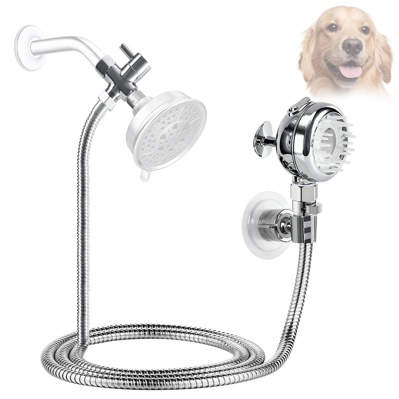 Sneatup Pet Shower Set with 8.2ft Hose & Flow Control Valve for Bathroom Shower Arm - Image 1