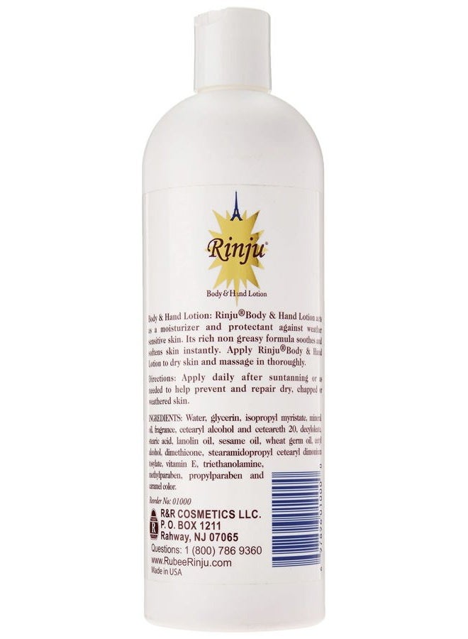 RINJU Body & Hand Lotion - Non-Greasy Lotion for Women & Men - 16 Oz Enriched with Vitamin E for Extremely Dry Skin - Skin Care Essentials - Image 2