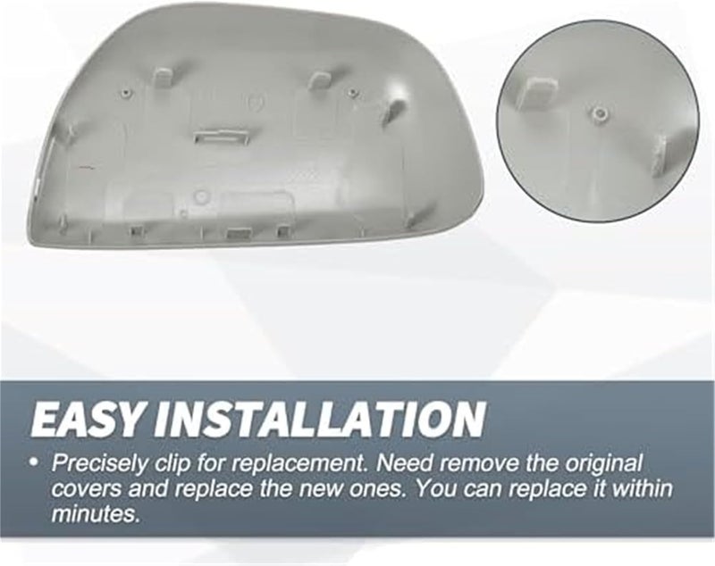 QASULER Gray Right Side Mirror Cover for Toyota RAV4 - Image 5