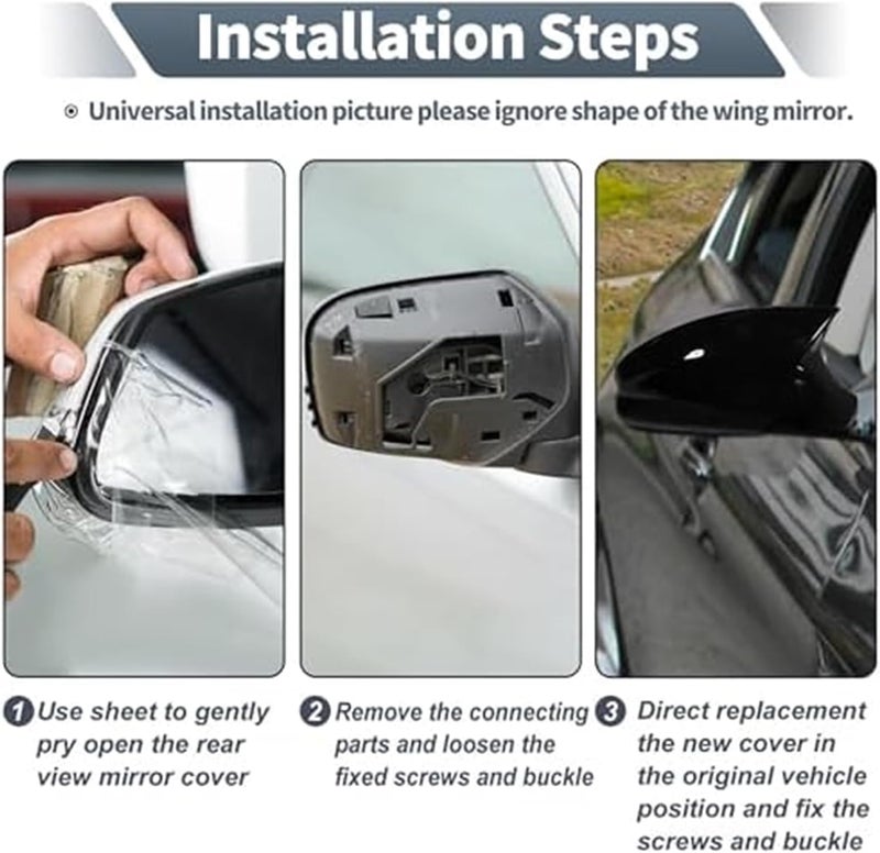 QASULER Gray Right Side Mirror Cover for Toyota RAV4 - Image 3