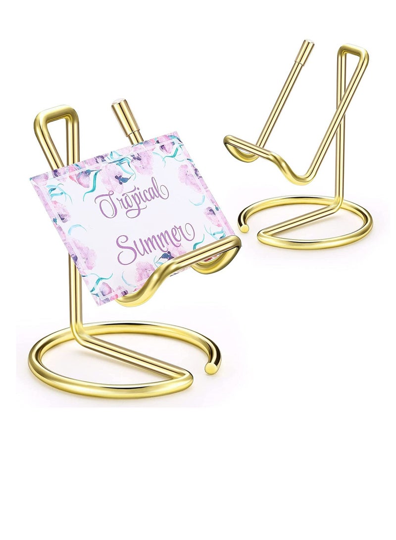 Excefore 2 Pieces Gold Metal Business Card Holder for Desk Cell Phone Stand Name Cards Display Holder Stand Office Desktop Business Name Card Organizer Used on Office Desktop for Women and Men - Image 1