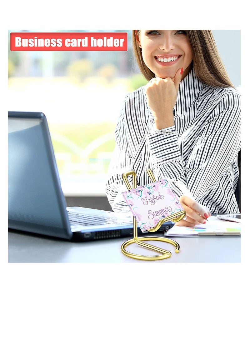 Excefore 2 Pieces Gold Metal Business Card Holder for Desk Cell Phone Stand Name Cards Display Holder Stand Office Desktop Business Name Card Organizer Used on Office Desktop for Women and Men - Image 5