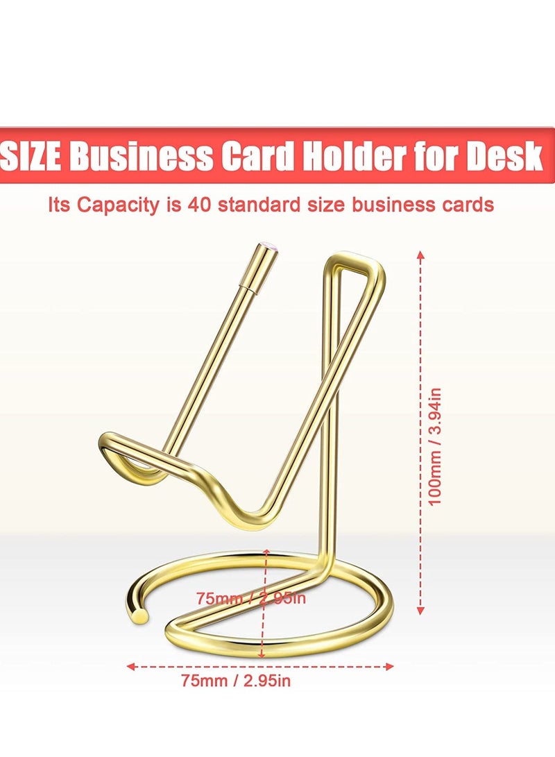 Excefore 2 Pieces Gold Metal Business Card Holder for Desk Cell Phone Stand Name Cards Display Holder Stand Office Desktop Business Name Card Organizer Used on Office Desktop for Women and Men - Image 2