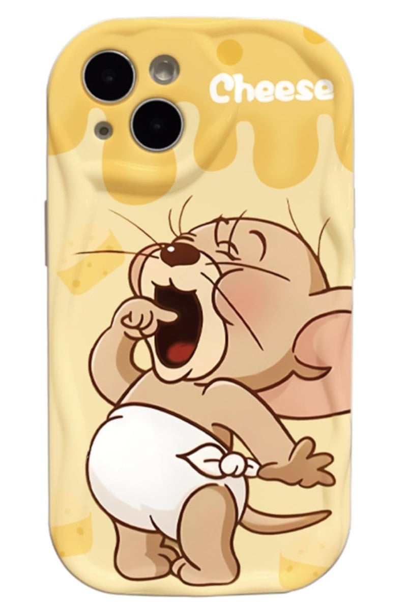 general Compatible iPhone 16 Plus Case, Cute Yello Mouse Cheese Cover, Wavy Curly Edge, Mouse Cheese Pattern Design for Women Girls Teen, Hard PC Shockproof Protective Phone Cover - Image 1