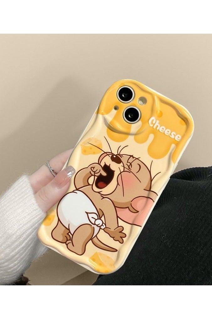 general Compatible iPhone 16 Plus Case, Cute Yello Mouse Cheese Cover, Wavy Curly Edge, Mouse Cheese Pattern Design for Women Girls Teen, Hard PC Shockproof Protective Phone Cover - Image 3