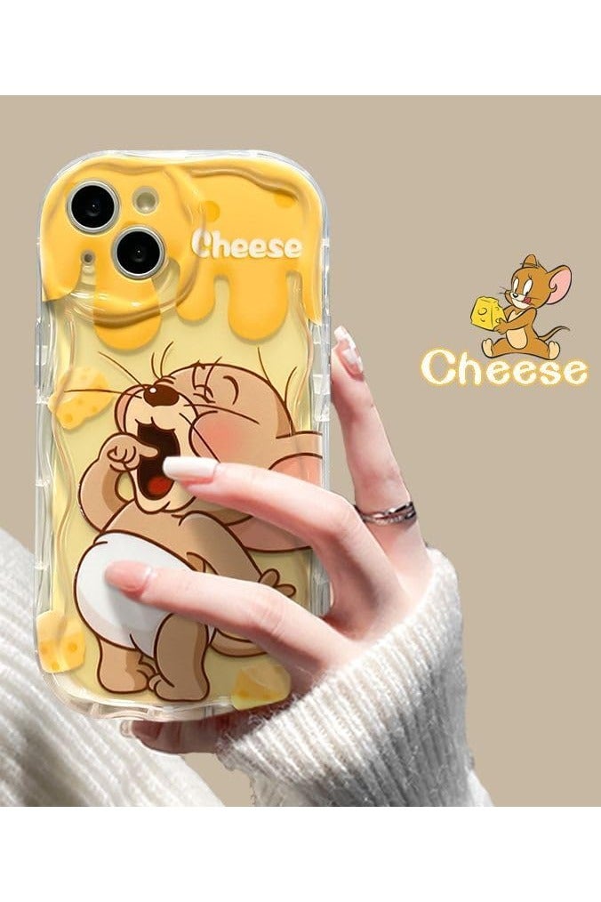 general Compatible iPhone 16 Plus Case, Cute Yello Mouse Cheese Cover, Wavy Curly Edge, Mouse Cheese Pattern Design for Women Girls Teen, Hard PC Shockproof Protective Phone Cover - Image 4