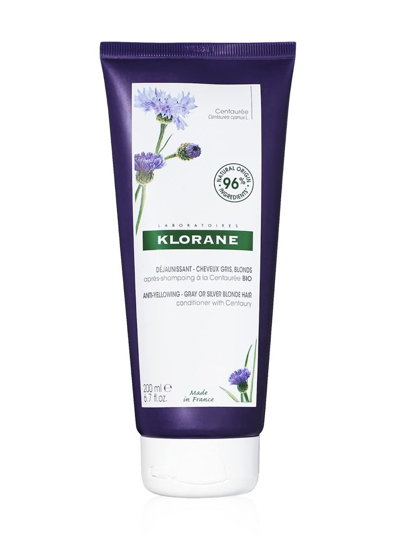 Klorane Klorane Plant-Based Purple Conditioner with Centaury, Brightens Blonde, Platinum, Silver, Gray or White Hair, Neutralizes Unwanted Yellow and Copper Tones, Paraben, Silicone and Sulfate Free, 6.7 fl.oz. - Image 1