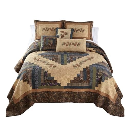 Donna Sharp Donna Sharp King Quilt  Cabin Raising Pine Cone Lodge Quilt with Colorful Patchwork  Machine Washable 