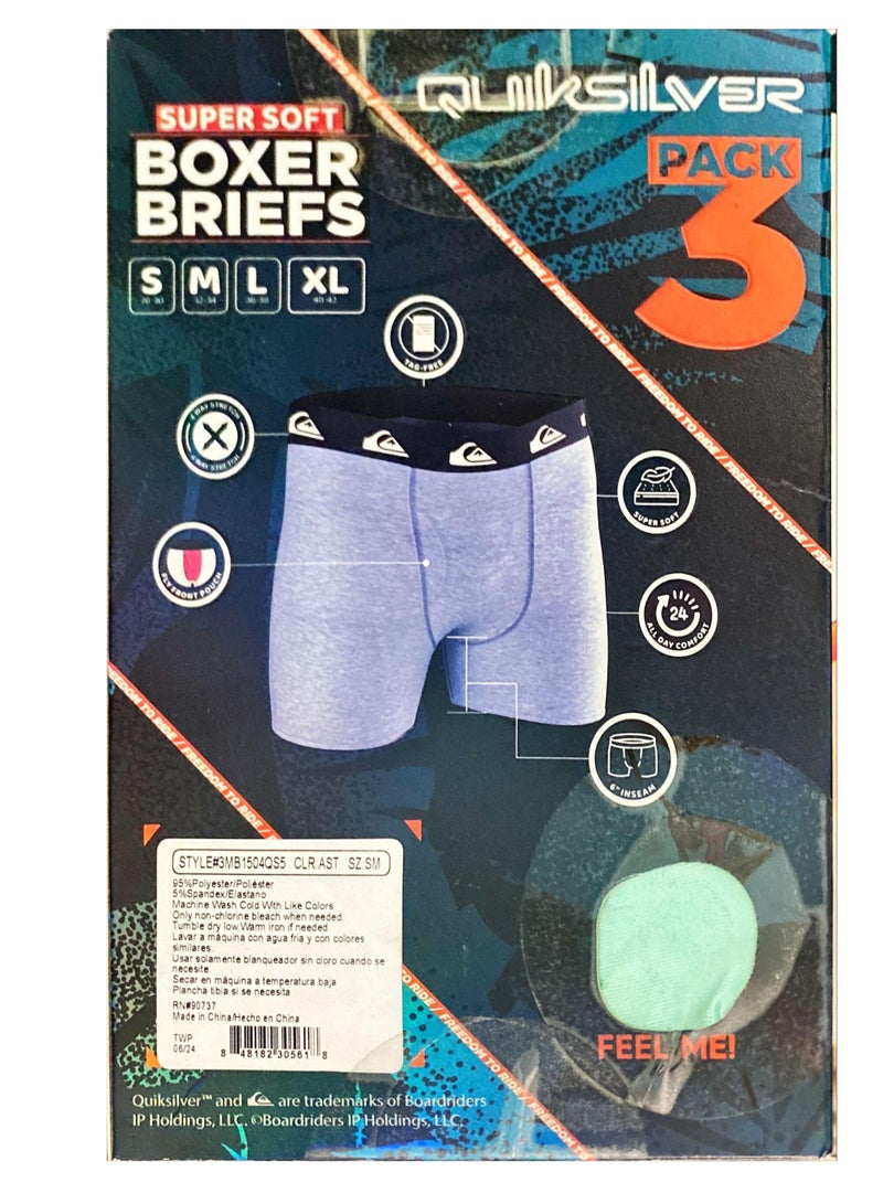 QUIKSILVER Beach Expert Quiksilver Men's Super Soft Boxer Briefs With Fly Front 3-Pack  - Image 1